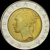 Italy 500 Lira reverse